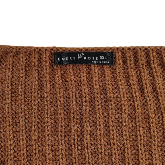 Emery Rose Women's Cable Knit Sweater Brown - Size: XL - Picture 5 of 10